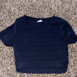 Navy Blue Textured Women's Top